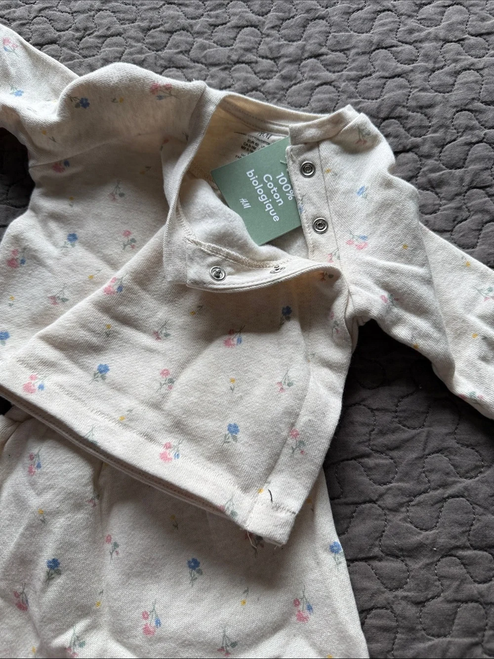 H&M Cream Baby Sweatshirt and Pants Set with Pink & Blue Dots